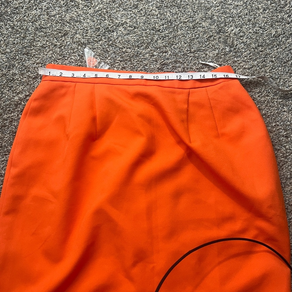 Vintage Orange Pencil Skirt‎ Midi knee length stretch waist plus-size 16 - Picture 4 of 8